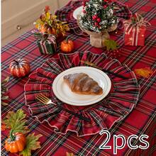 1pc Red & Green Plaid Art INS Style Christmas Atmosphere Decorative Tablecloth, Suitable For Holidays, Christmas And Home Decor - Red - View 10