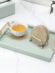 Tkvega • Home 12pcs Gold Embossed Coasters, PVC Material 3.94inch Round Coffee Cup Coasters, Washable, Easy To Clean, Wipeable, Non-Slip, Heat Resistant, Suitable For Room Decor, Home Table Decor, Home Decoration, Perfect For Holidays, Parties, Birthdays, Weddings And Dinner Parties - Multicolor - View 7