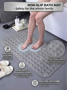 Non-Slip Bathtub Mat With Suction Cups, TPE Bathroom Shower Mat, Machine Washable Bath Mat With Drainage Holes, Suitable For Children And Elderly, Quick Dry, Multiple Colors - 27.56 * 13.78 Inches - View 2