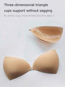 1pc Women's Summer Triangle Invisible Bra, Seamless Comfortable, Good Coverage, With Transparent Straps, Suitable For Wedding Photography - Multicolor - View 5