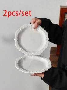 1pc/2pcs/4pcs French Palace Style Embossed Ceramic Plates, 6.5 Inch Elegant Dessert/Cake Plates, Afternoon Tea Snack Plates, Appetizer/Pickle Plates, Fruit/Candy Plates, Suitable For Home & Commercial Use, Microwave/Dishwasher/Oven - Multicolor - View 15