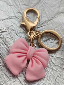 Pink Compact Bowknot Letter A-Z Keychain Pendant, Matching Bag Charm, Seasonal Opening Halloween Interactive Small Gift - Multicolor - View 10