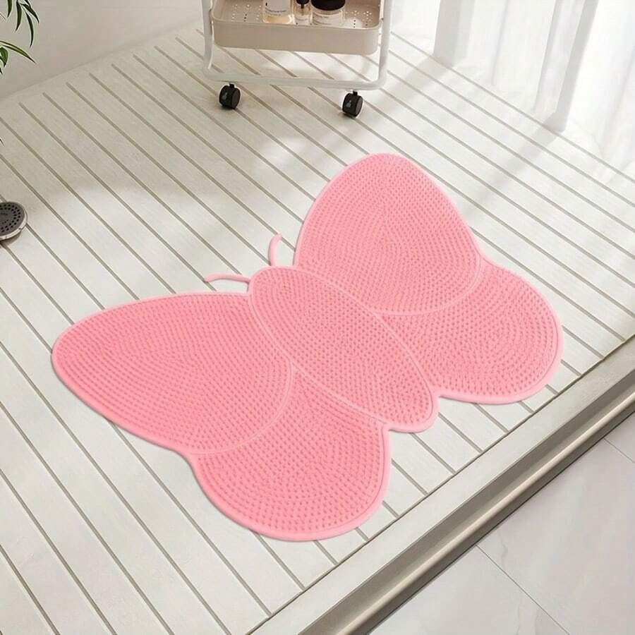 Butterfly Bathroom Mat Creative Cartoon Toilet Bathroom Anti-Slip Mat Home PVC Foot Scrubbing Shower Toilet Bath Anti-Slip Floor Mat Massage Anti-Slip Sturdy Bathroom Mat 53 X 35CM Large Size - Multicolor - View 1