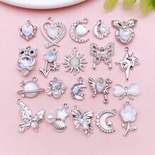 20Pcs Assorted Charms Rhinestone Pearl Moon Star Heart Owl Shell Alloy Pendants For DIY Earrings Necklaces Bracelets Jewelry Making Accessories - Multicolor - View 15