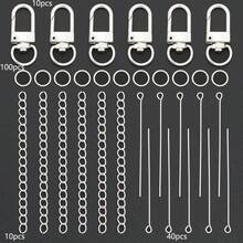 160pcs DIY Beaded Keychain Set, Includes 10 Keychains + 100 Open Jump Rings + 40 Lobster Clasps + 10 Chains, Beaded Keychains, Phone Charms, Bag Chains, Clothing Accessories, Party Gift Set, Jewelry Making Keychains - Keychain & Extension Chain & 9-pin & Jump Ring - View 12