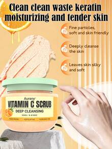 AURANY Vitamin C Foot Scrub, Exfoliating Foot & Hand Scrub, 250g Dead Skin Remover, Deep Cleansing Moisturizing Care For Dry Rough & Cracked Feet, Softens Skin, Brightening Daily Foot Care For All Skin Types, Halloween Self Care Gift - Shea Butter - View 3