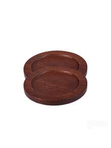 Round Vintage Walnut Solid Bamboo Tea Cup Coaster Set, Luxury Heat-Insulating Cup Holder Tray Rack, Tea Ceremony Tableware Storage Organizer, Heat-Resistant Non-Slip Kitchen Dining Table Decor, Gift For Tea Lovers And Home Decor Enthusiasts - Multicolor - View 11