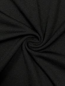 Kaos Lengan Panjang Wanita Motif Blok Warna Kasual Serbaguna untuk Sehari-hari - Hitam dan Putih - View 11