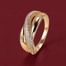 1pc Fashionable Soft Line Cross Design Cubic Zirconia Women's Ring Suitable For Daily Wear - Multicolor - View 1