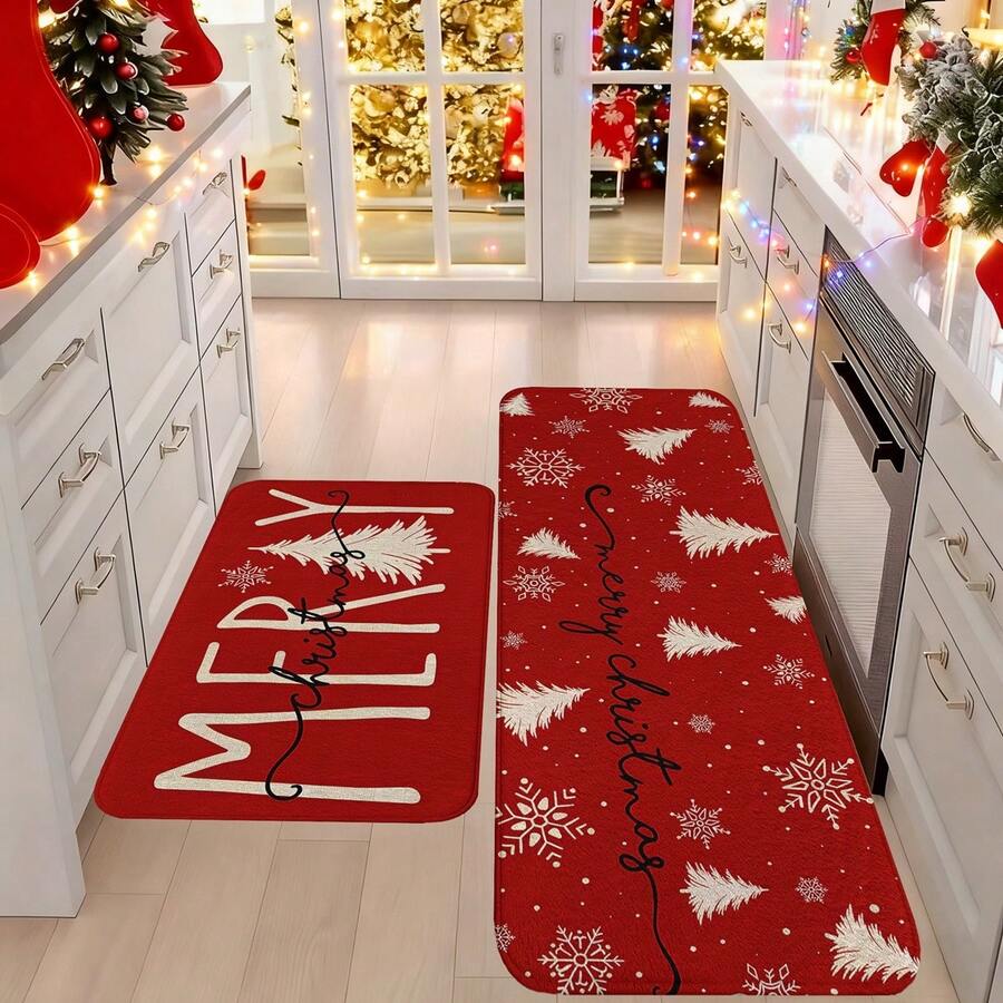 1/2/3 buah Keset Dapur Bertema Natal, Keset Dapur Flanel, Lembut, Nyaman, Menyerap, Anti Selip, Dengan Alas Anti Selip, Dapat Dicuci dengan Mesin, Cocok untuk Pintu Masuk, Ruang Tamu, Kamar Tidur, Dapur, Ruang Makan, Kamar Mandi, Ruang Cuci, Teras, dan Dekorasi Liburan, Keset Lantai Rumah Multifungsi, Keset Pintu Masuk, Karpet Dekoratif Natal - MultiWarna - View 1