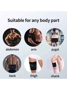 AXH. EMS Muscle Stimulator Abdominal Trainer Abdominal Muscle Shaping Device Electronic Shaping Belt Fitness Massage Equipment Rechargeable - Black - View 4
