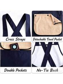 Adjustable Striped Kitchen Apron (With Pockets), Customized Baking Apron, Farmhouse Kitchen Accessory, Vintage Women's Apron, Home Cooking Apron, Barista Apron, Handmade Style Kitchen Gift, Housewarming Gift - Multicolor - View 8