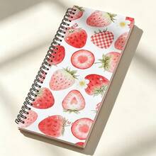 1pc Fresh Watercolor Strawberry Pattern Spiral Coil Notebook, Highly Attractive Sweet Style Lined Inner Pages Planner, Student Note-Taking Diary Notebook, Gift Or Personal Use Paper Stationery - A - View 3