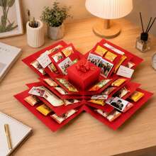 Shoze Creative DIY Explosion‑Style Keepsake Box, Decorative Memory Album As Heartfelt Present For Various Special Festive Celebration Occasions - Red - View 5