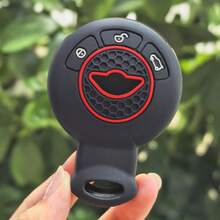 Premium Silicone Key Fob Cover For BMW MINI 3-Button Round Smart Key, Anti-Drop Scratch Dust Protective Case Fit R55 R56 R57 R58 R59 R60 R61 F55 F56 F57 Keyless Entry Remote, Soft Durable Skin-Friendly Material, Precise Cutouts - A - View 1