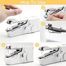 dilidili Portable Handheld Sewing Machine, Mini Wireless Electric Sewing Tool, Easy-To-Operate Quick Repair Sewing Machine, Suitable For Home Travel DIY, Applicable To Denim, Silk, Leather And Other Multiple Fabrics - White - View 3