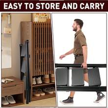 3‑Step Folding Step Ladder, Robust Carbon Steel Heavy‑Duty Step Stool, Reinforced Beams & Widened Pedals With PVC Anti‑Slip Foot Guards, Compact Easy‑Storage Ladder For Indoor Household DIY Use - Black - View 8