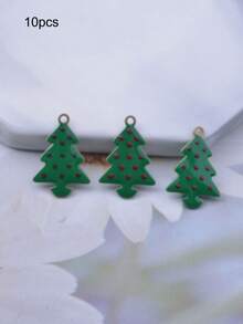 10pcs Christmas Tree Gingerbread Man Reindeer Charms Set Double-Sided Enamelled Snowman Pendant Bracelet Bag Earring Necklace Jewelry DIY Making Decoration - Christmas - View 13