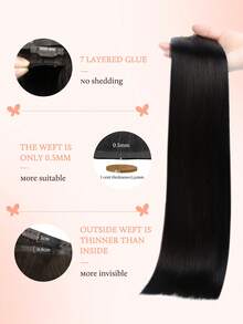DOORES 14-24 Inch Seamless Clip-In Hair Extensions, 130g-160g 7pcs Real Human Hair Invisible PU Skin Weft, Natural Black, Natural Remy Straight Hair, Easy To Wear & Style - S1B - View 3