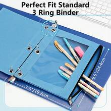 1pc Binder Pockets Binder Folders, Zipper Pouches, Pencil Pouch For 3 Ring Binder, Pencil Case Pouch With Clear Window For Class, School, Office, Mini Cosmetic Storage Bags, Portable Travel Pouch, School Supplies, Back To School - A - View 3