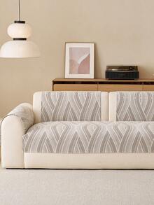1pc Chenille Decorative Sofa Cover, Pet-Friendly Machine Washable For Vacation Decor, Living Room Bedroom Sofa Slipcover For Old Sofa Renovation, Suitable For 1/2/3/4 Seater Armrest Backrest - Khaki - View 5