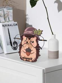 1pc Cute Hedgehog Eyeglasses Stand, Wooden Glasses Holder, Fruit‑Holding Hedgehog Desktop Spectacle Display Rack, Creative Desk Decor Ornament, Home Office Tabletop Decoration Gift - Multicolor - View 5