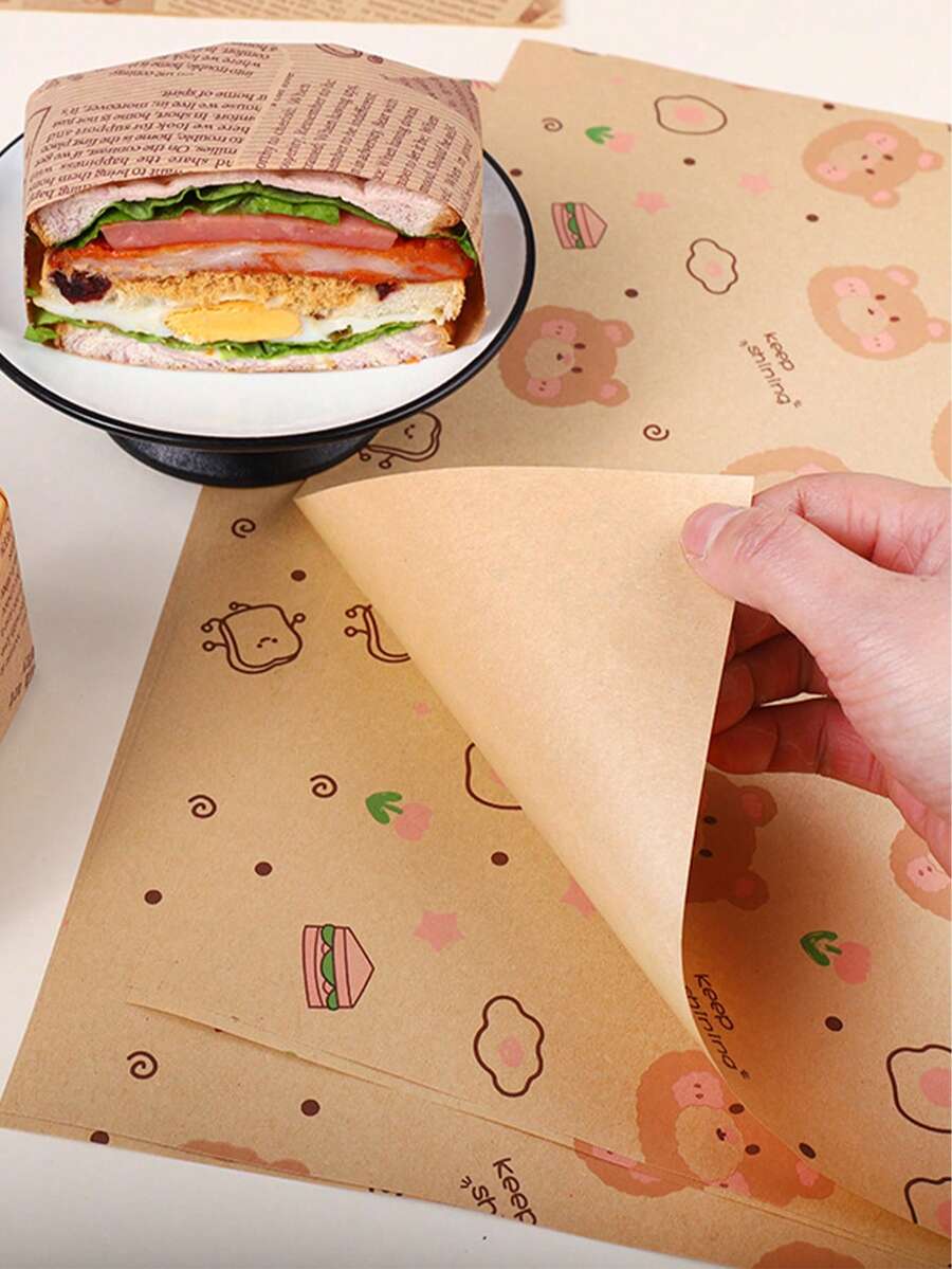 300 Sheets Of 15 * 11 Inch Sandwich Wrapping Paper, Tray Padding Paper, Thick Oil Absorbing Paper, Food Packaging Paper, Baking Paper, Kitchen Supplies, Desktop Decorative Paper, And 200/100/1pc To Choose From - View 1