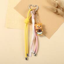 Creative Cartoon Butter Teddy Bear Figurine Keychain, Hand Woven Letter Hanging Rope, Cute Bag Pendant - Multicolor - View 9