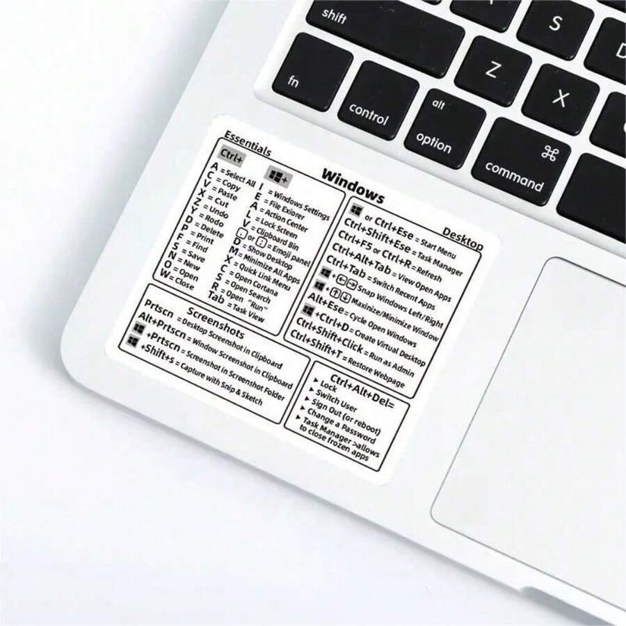 2pcs Laptop Keyboard Shortcut Stickers, Efficient Office Quick Reference Guide, Mini Size, Easy To Install And Remove, Universal Laptop, Perfect Gift For Colleagues And Friends - View 1