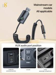 D8 Bluetooth 5.3 Audio Transmitter Receiver,2 In 1 Wireless Audio Adapter,3.5mm AUX RCA Jack Adapter,Bluetooth Audio Receiver For Car,Wireless Transmitter For Travel Bluetooth Audio Adapter,Gym Wireless Audio Connector - Multicolor - View 8