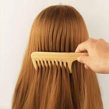3pcs Bamboo Hair Care Set, Wide Tooth Comb, Cushion Hair Brush, Round Head Boar Bristle Hair Brush, Bamboo Wood Handle Hair Tools, Suitable For Daily And Travel Use - Apricot - View 3