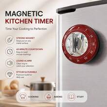 Mechanical Kitchen Timer 60 Minutes, Battery-Free Magnetic Timer, Vintage Wind-Up Alarm Clock Fridge Magnet, Cooking Baking Countdown Reminder, Durable Practical Kitchen Tool, Kitchen Gift - Multicolor - View 8