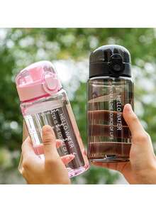 1PC 550ml/780ml Outdoor Sports Large Capacity Water Bottle, Stylish And Simple Transparent Drop-Proof And Leak-Proof High Temperature Resistant Mug, Portable Straight Drinking Pop-Up Lid Mug With Carrying Strap, For Travel And Fitness - Multicolor - View 3