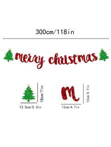 1pc Merry Christmas Party Banner, Christmas Tree Garland, Holiday Background Decoration Banner - View 2