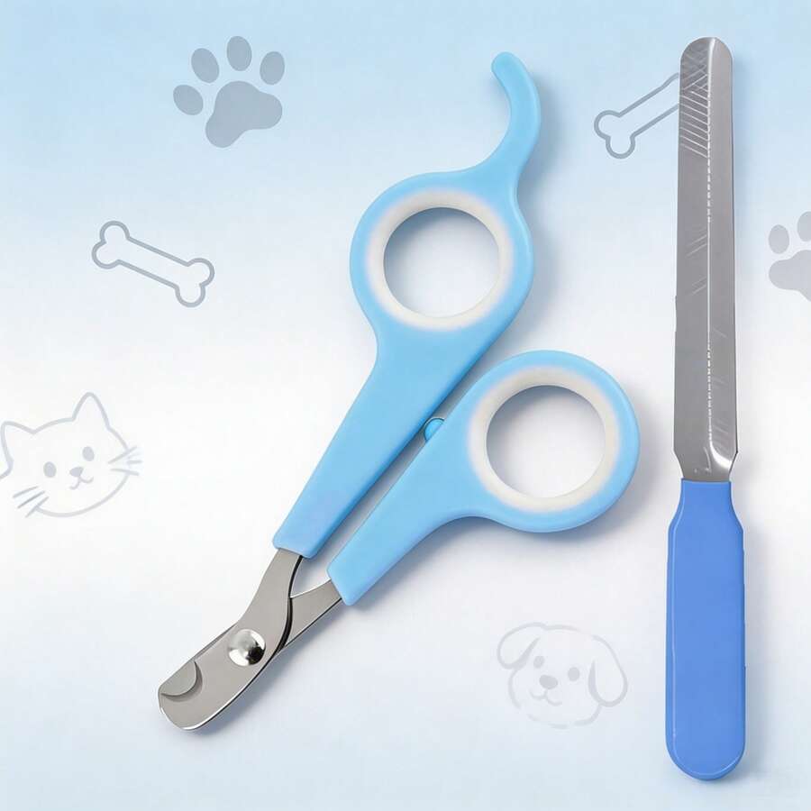 Pet Nail Clipper Set With Nail File, Stainless Steel Non-Slip Trimmer, Suitable For Kittens, Small Dogs, Rabbits, Guinea Pigs, Ferrets, Squirrels And Small Pets - B - View 1