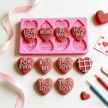 1pc Creative Pink Mini 8-Letter Love Silicone Mold, Made Of Soft Material And Easy To Demold. It Can Be Used To Make Clay, Drip Resin Products, Valentine's Day, Date Decoration Props, And Reusable Molds. - Pink - View 1