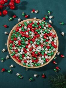 30/60pcs Christmas ABS Faux Pearl Charm Pendant Mix Color Rhinestone Spacer Beads For Jewelry Making DIY Bracelet Christmas Decoration - Christmas Pendant - View 6
