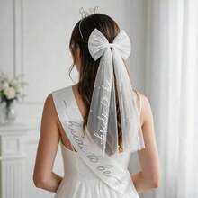 Bride-To-Be Sash & Headband Set - Bridal Shower Accessories, Bachelorette Party Supplies With Bow, Wedding Party Photo Props Set, Bridal Gift For Her - C - View 5