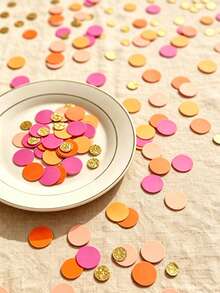 200-Piece Pink Orange Glitter Gold Polka Dot Table Decoration Confetti - Perfect For Birthday Parties, Bridal Showers, Wedding Favors, Embellishments, Table Decor - View 1