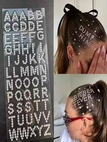 1 DIY Letter Rhinestone Sticker | Complete Set Of 26 English Letters, With Self-Adhesive Glitter Design, Can Be Freely Combined To Create Exclusive Text And Personalized Makeup! Suitable For Music Festivals, Parties, And Hot Girl Styles. Stick It On - Multicolor - View 1