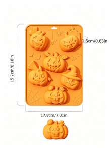 6-Cavity Wizard Pumpkin Cake Silicone Mold / Pink Dropper Set / Quirky Plant Alternative Aesthetic Design / Halloween Scented Candle, Soap, Clay Mold / Handmade Party Favor - Multicolor - View 8