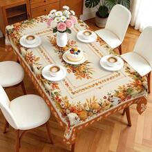 1pc Autumn Pumpkin Harvest Tablecloth, Thanksgiving Pumpkin Sunflower Berry Wheat Ear Print Pattern, Polyester Material Single-Sided Print, Suitable For Tabletop, Washable And Reusable, Suitable For Indoor, Outdoor, Patio, Wedding, Banquet, Party, Outdoor Dining, Suitable For Craft Exhibition, Banquet Event Decoration - Multicolor - View 10