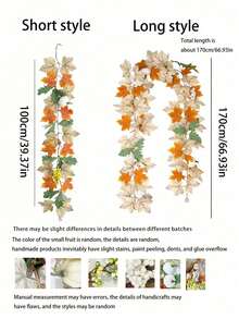 1pc- Beige Fall Maple Leaves Garland, Artificial Maple Leaf Autumn Garland Hanging Fall Vines Fall Decor, Halloween Artificial Plants, Artificial Maple Leaves, Outdoor Artificial Flowers, White Holiday Hanging Wreath, Seasonal Maple Leaf Vine Decoration, Living Room, Office, Table, Halloween Decoration Room Decoration, Thanksgiving Decoration Party Fireplace Dinner Decoration, Wedding, Home Decor, Table Decor, Front Door Decor, Indoor And Outdoor Decoration - Multicolor - View 10