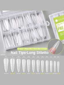 UR SUGAR 240Pcs Long Pre‑Shaped Full‑Cover False Nail Tips, 12 Sizes Acrylic Soak‑Off Nail Extension Tips, Multi‑Size Press‑On Manicure Supplies For Home DIY & Professional Salon - Clear - View 13