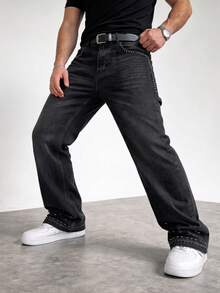 Men's Pearl Embellished Flare Leg Pants - Black - View 1