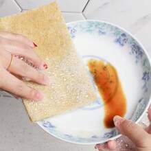 5/10pcs Sisal Wood Pulp Sponge Cloth, Sisal Fiber Dish Cloth, Green, Durable Washable Non-Stick Dish Cloth - Multicolor - View 3