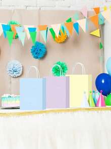 12pcs - Tas Tote Kertas Kraft Putih Macaron Segar, Tas Kertas Warna Solid, Tekstur Tas Kertas Kraft Sederhana, Tas Tote Serbaguna, Tas Penyimpanan Universal, Tas Hadiah Kreatif, Kemasan Hadiah - Beraneka warna - View 7