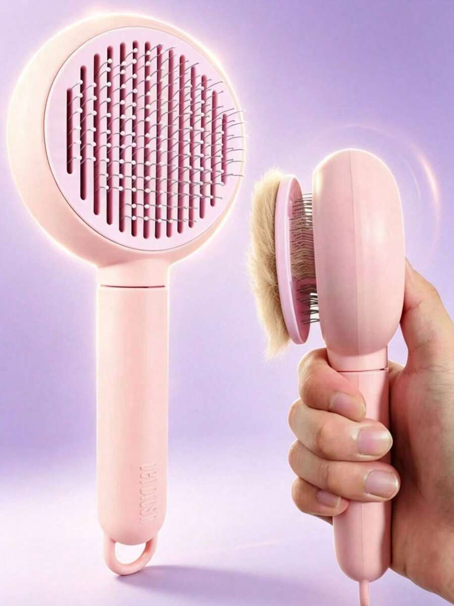Pet Grooming Brush, One-Click Self-Cleaning Design, Cat And Dog Hair Removal Tool, Massage Brush Suitable For All Fluffy Pets - Multicolor - View 1