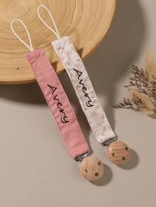 2pcs Personalized Pacifier Clips, Cute Polka Dot Print Custom Design, Universal Pacifier Clips, Personalized Gift - Multicolor - View 3