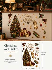 SUPSTICKER 1 Sheet Christmas Wall Stickers, Christmas Tree Gift Balloon & Ornament Design, 12.8*18.6 Inch, Home Party Decor - Christmas - View 14